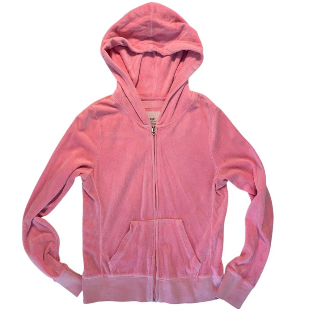 H&M Pink Velour Zip-Up Hoodie - Women's Size Small